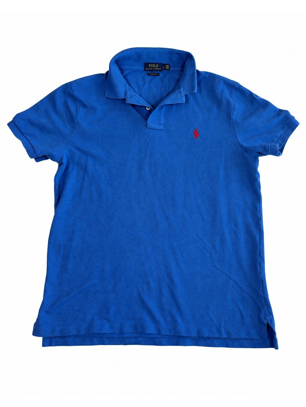 Polo Ralph Lauren Polo Shirt Mens L Blue Custom Slim Fit Red Pony Preppy